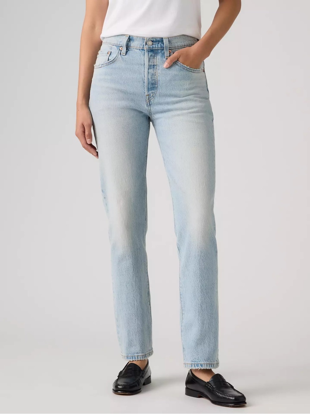 Levi's 501 Original Fit Straight Leg Light Wash Denim Jeans Size W28 L30